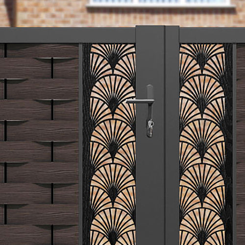 Ripple Laurel Straight Top Driveway Gate - Mid Brown - Middle & End Screen