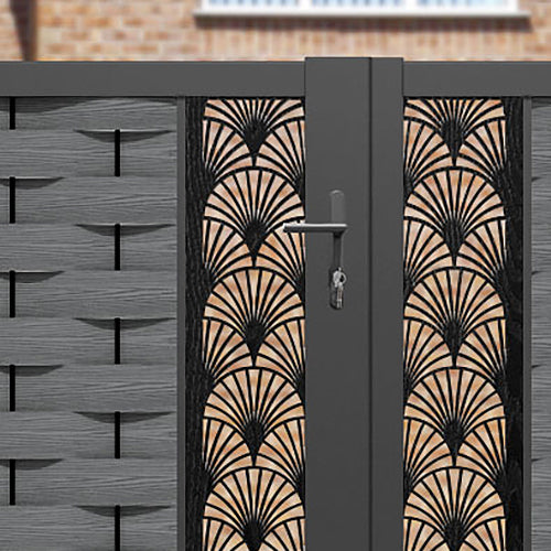 Ripple Laurel Straight Top Driveway Gate - Mid Grey - Middle Screen