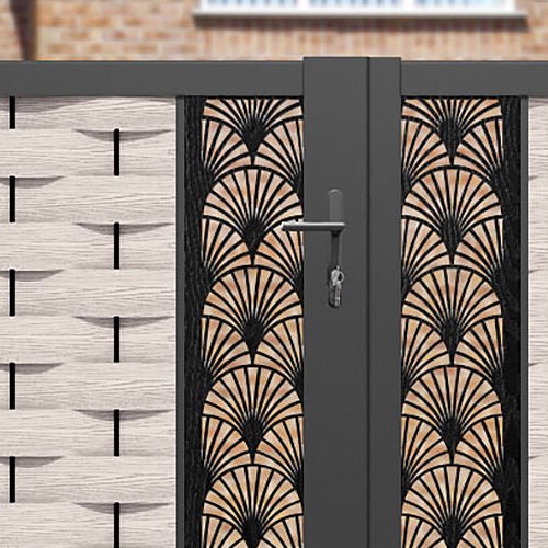 Ripple Laurel Straight Top Driveway Gate - Mid Stone - Middle & End Screen