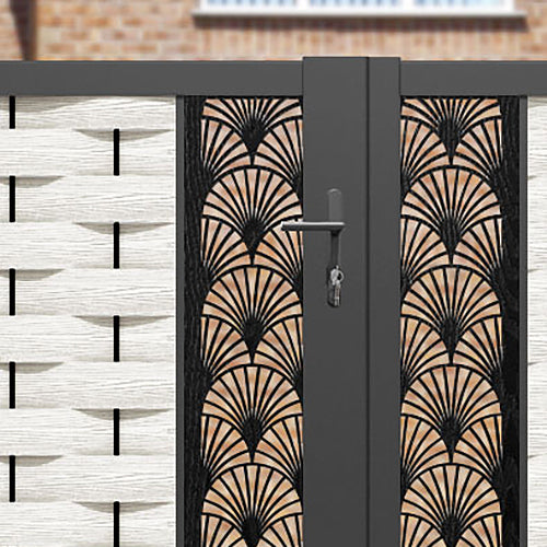 Ripple Laurel Straight Top Driveway Gate - Light Stone - Middle & End Screen