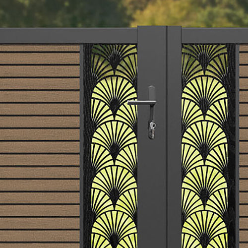 Hudson Laurel Straight Top Driveway Gate - Teak - Middle Screen