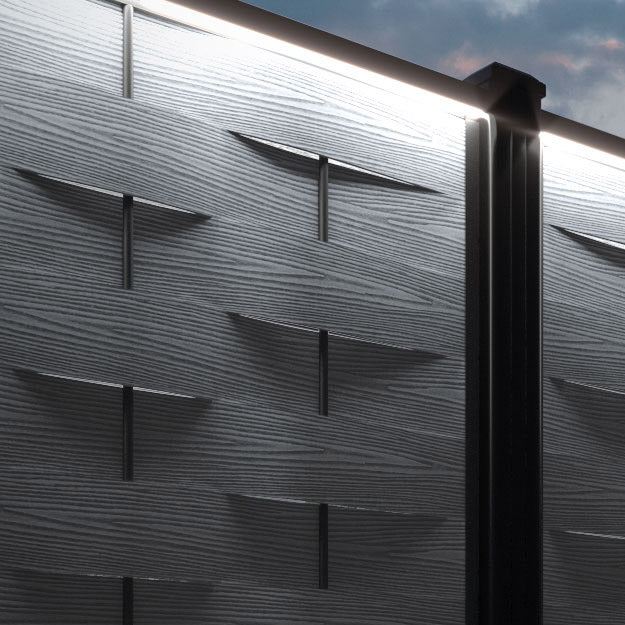 Ripple Fence Panel - Anthracite - with our aluminium posts