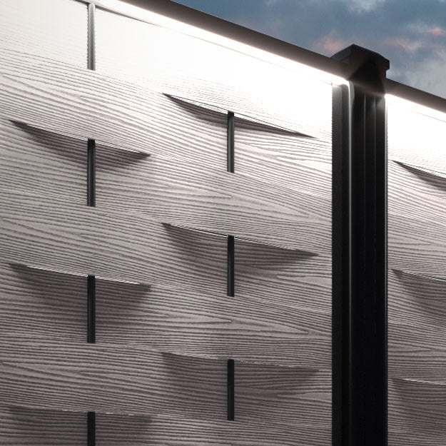 Ripple Fence Panel - Mid Stone - with our composite posts