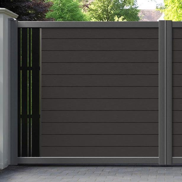 Fusion Linea Straight Top Driveway Gate - Dark Oak - End Screen