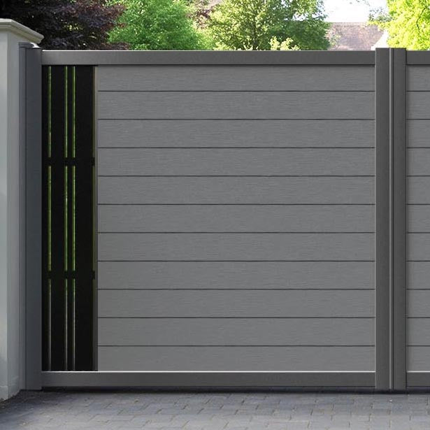Fusion Linea Straight Top Driveway Gate - Mid Grey - End Screen