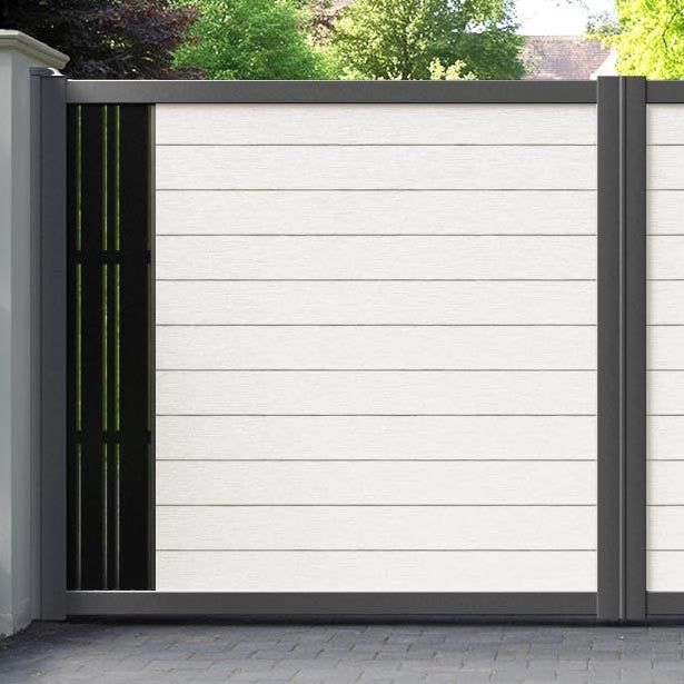 Fusion Linea Straight Top Driveway Gate - Light Stone - End Screen