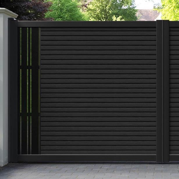 Hudson Linea Straight Top Driveway Gate - Black - End Screen