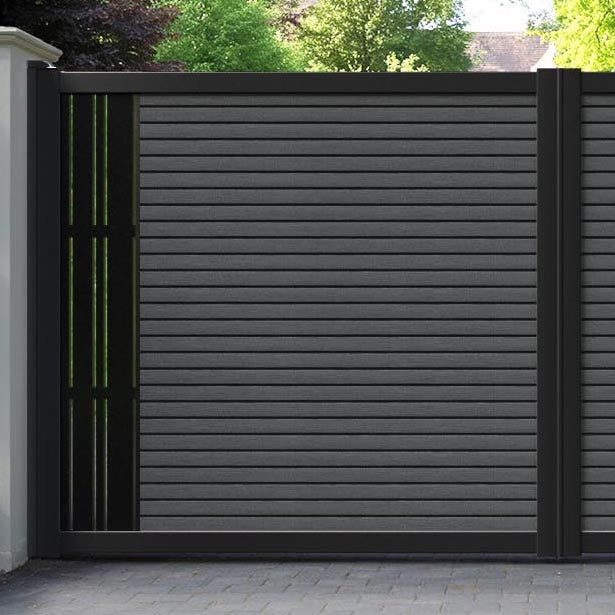 Hudson Linea Straight Top Driveway Gate - Dark Grey - End Screen