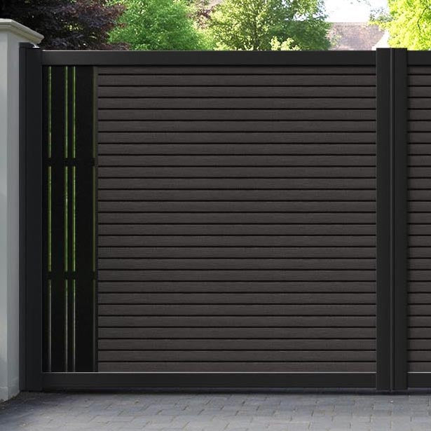Hudson Linea Straight Top Driveway Gate - Dark Oak - End Screen