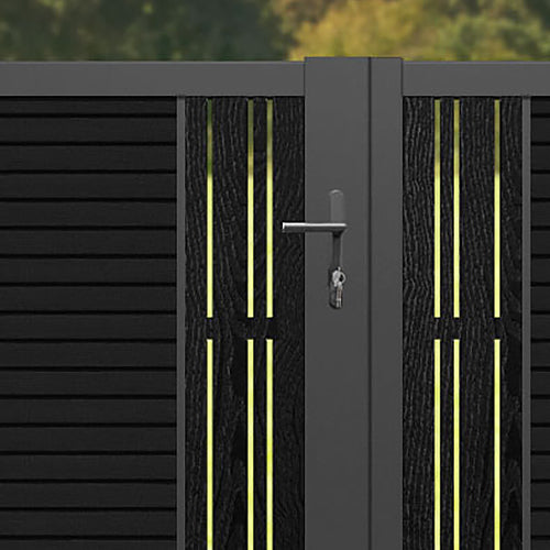 Hudson Linea Straight Top Driveway Gate - Black - Middle Screen