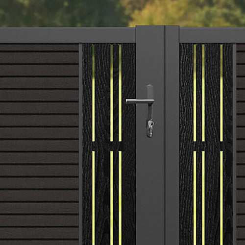 Hudson Linea Straight Top Driveway Gate - Dark Oak - Middle Screen