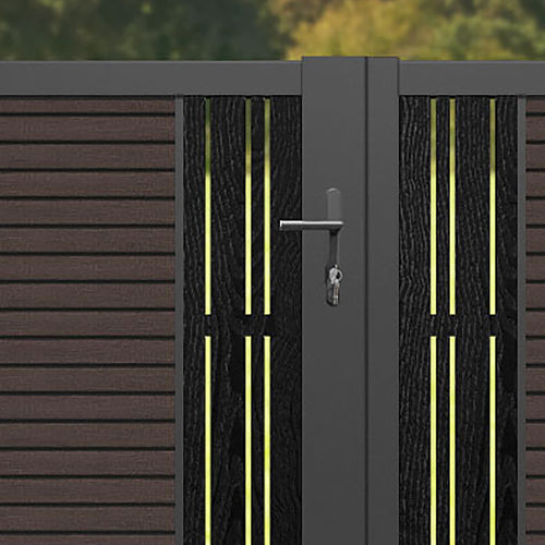 Hudson Linea Straight Top Driveway Gate - Mid Brown - Middle & End Screen