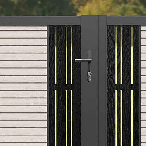 Hudson Linea Straight Top Driveway Gate - Mid Stone - Middle & End Screen