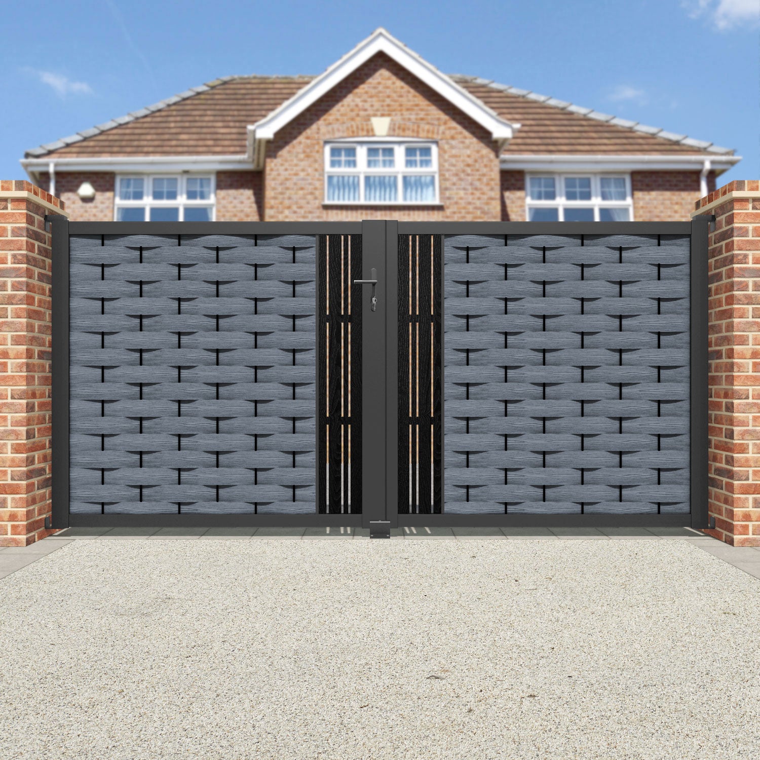 Ripple Linea Straight Top Driveway Gate - Anthracite - Middle Screen