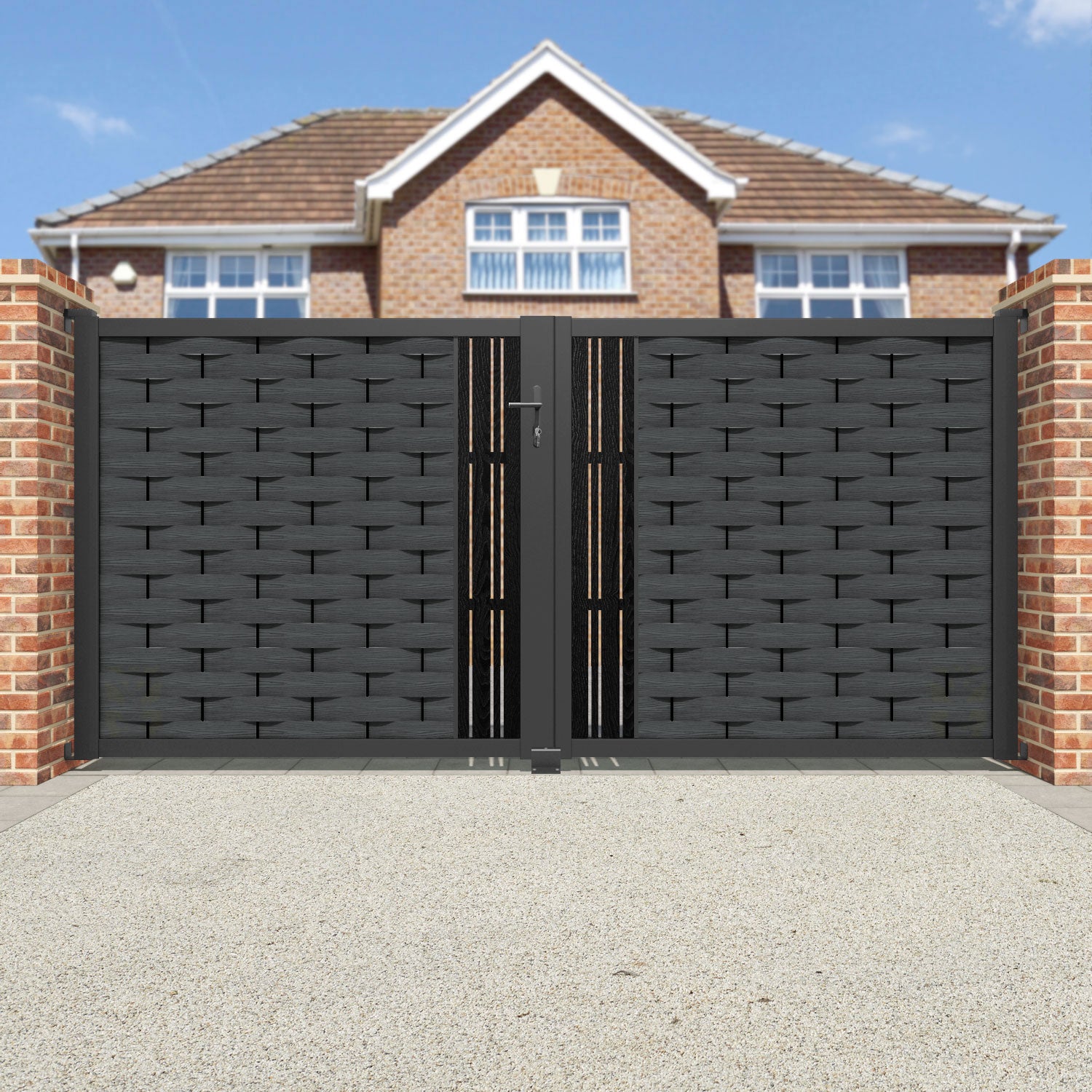 Ripple Linea Straight Top Driveway Gate - Dark Grey - Middle Screen