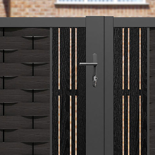 Ripple Linea Straight Top Driveway Gate - Dark Oak - Middle Screen