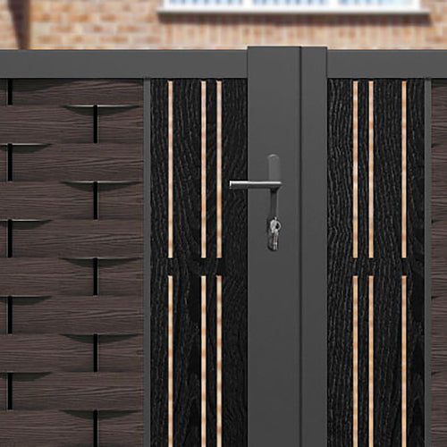 Ripple Linea Straight Top Driveway Gate - Mid Brown - Middle & End Screen