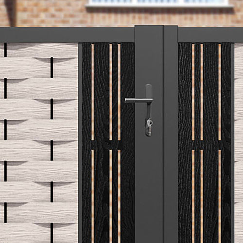 Ripple Linea Straight Top Driveway Gate - Mid Stone - Middle & End Screen