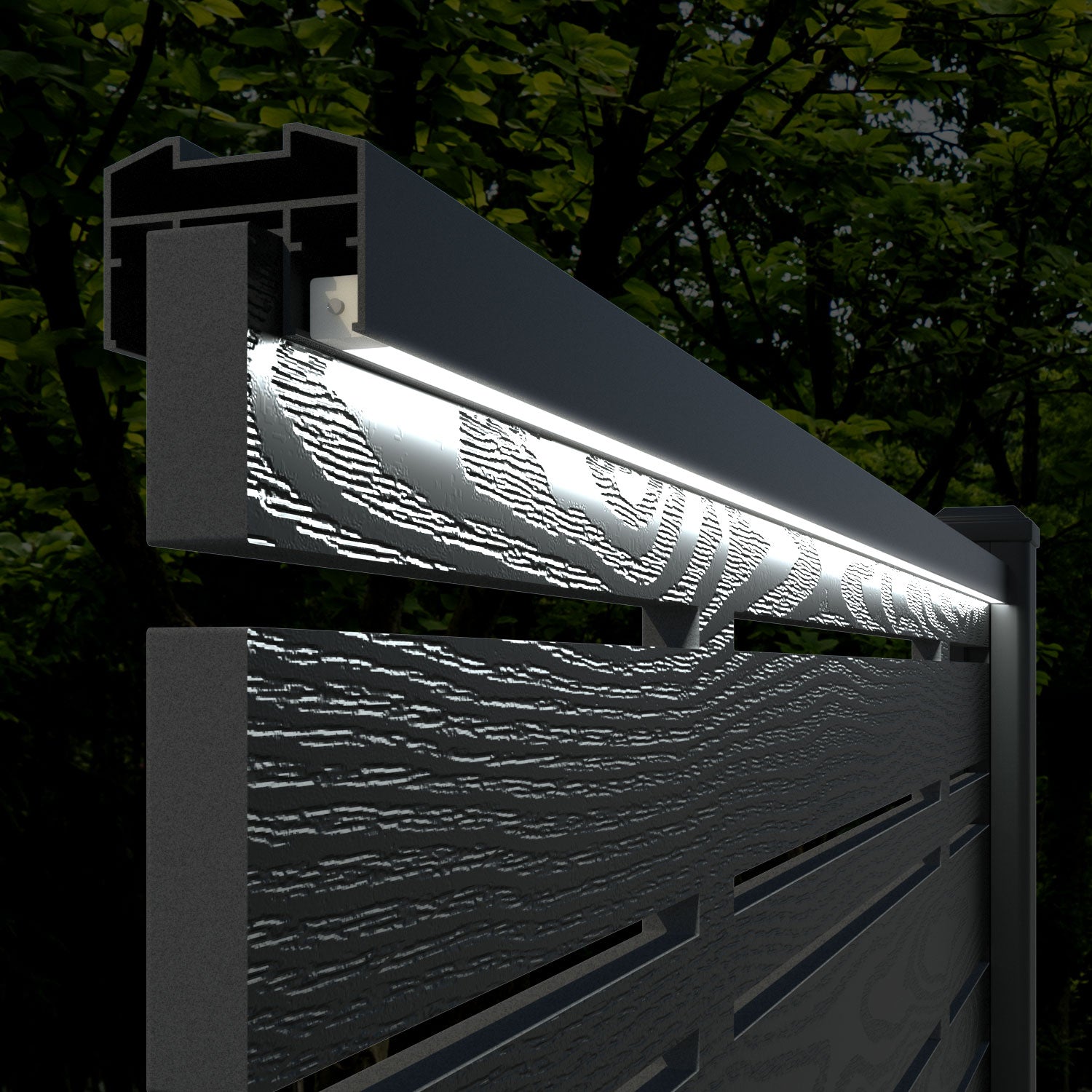 Classic Linea Fence Panel - Mid Grey - with our composite posts