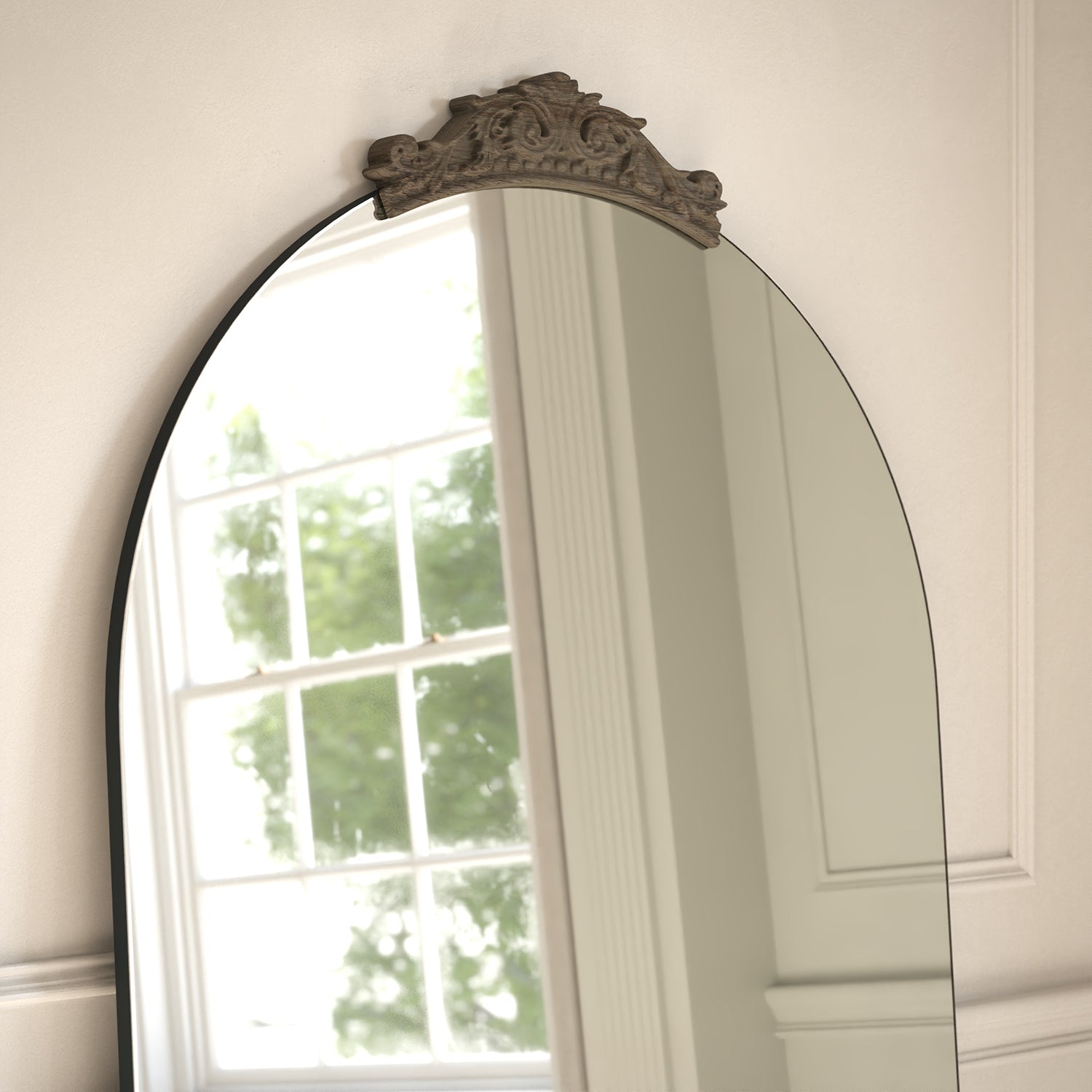 Louvre Partial Frame Arched Full-Length Leaner Mirror