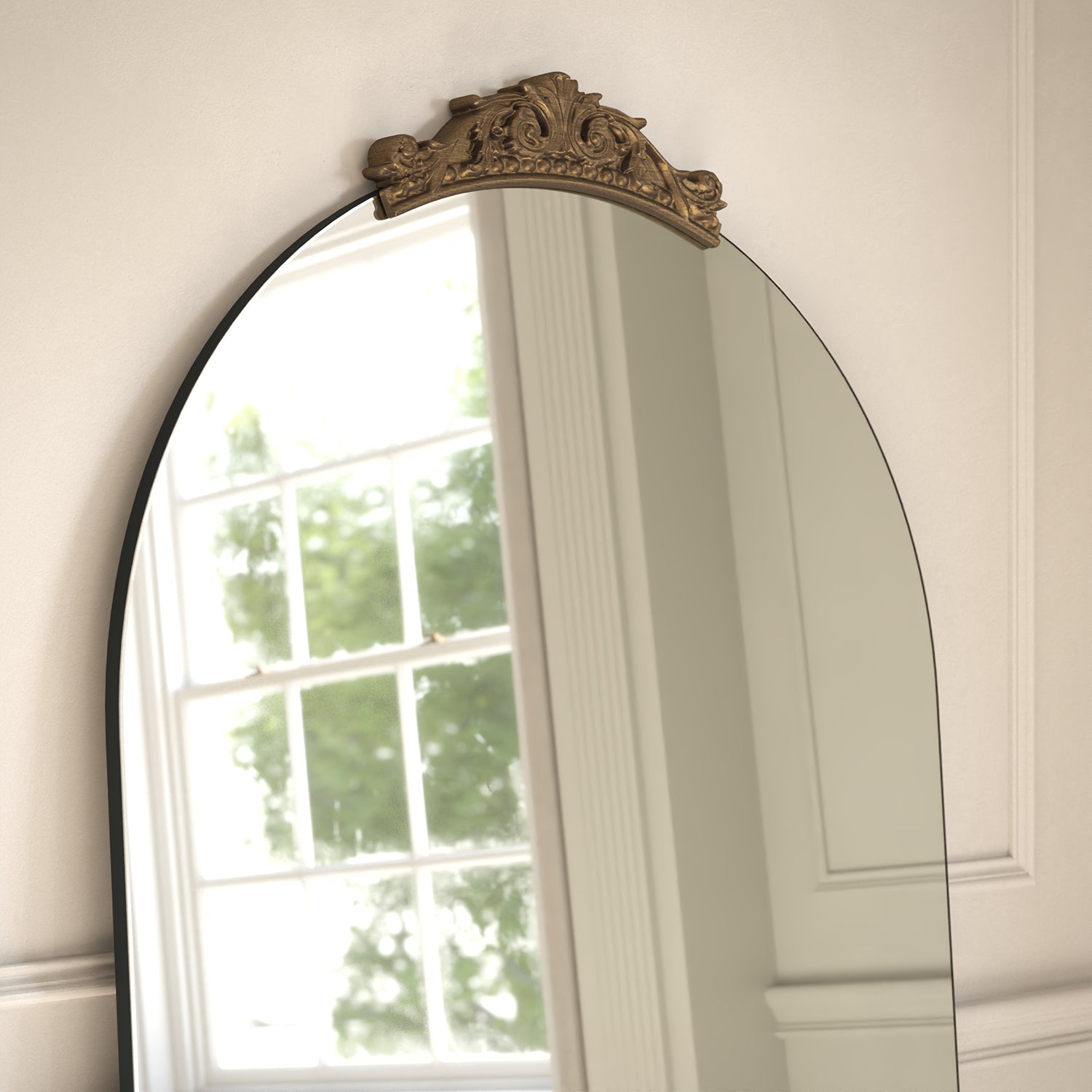 Louvre Partial Frame Arched Full-Length Leaner Mirror