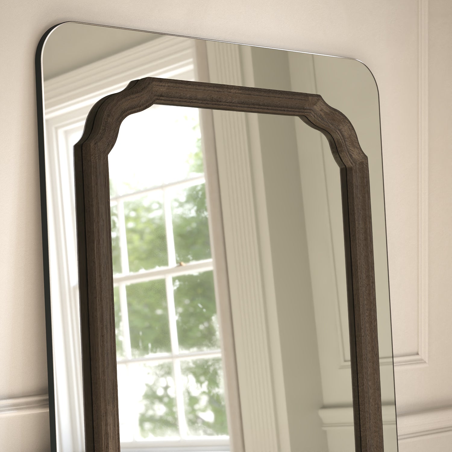 Lumiere Frame Within Rounded Rectangle Full-Length Leaner Mirror - with LED