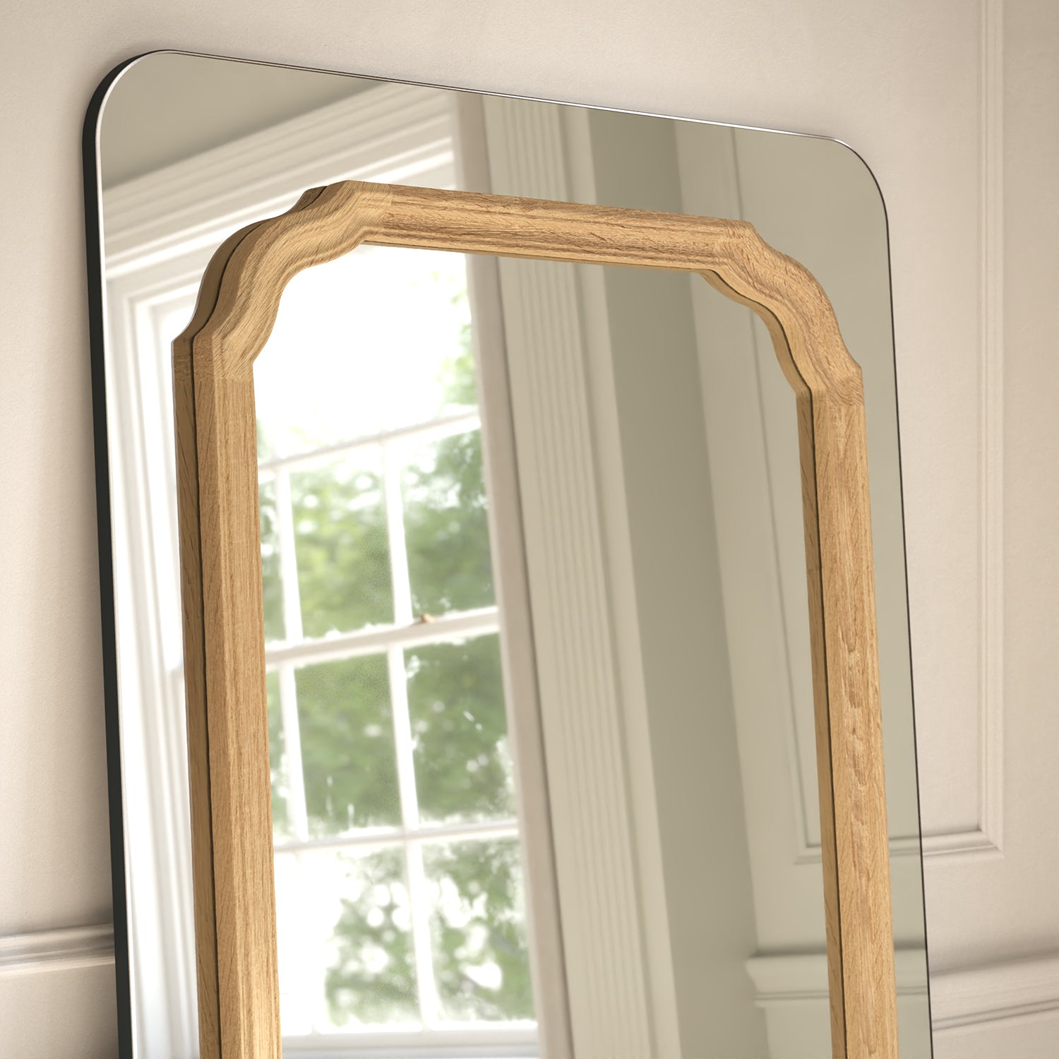 Lumiere Frame Within Rounded Rectangle Full-Length Leaner Mirror - with LED