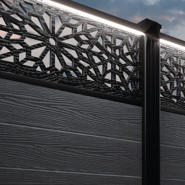 Classic Alnara Fence Panel - Anthracite - with our aluminium posts