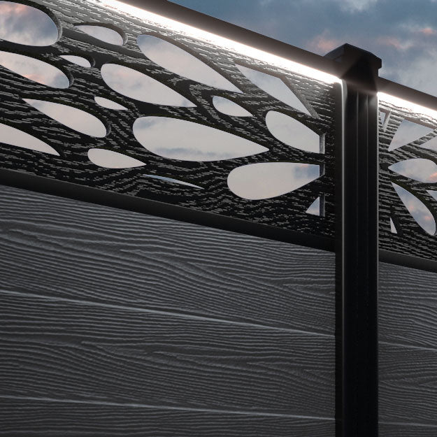 Classic Blossom Fence Panel - Anthracite - with our composite posts