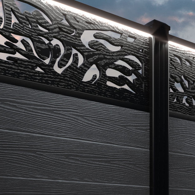 Classic Botanic Fence Panel - Anthracite - with our aluminium posts