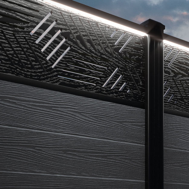 Classic Cubed Fence Panel - Anthracite - with our aluminium posts