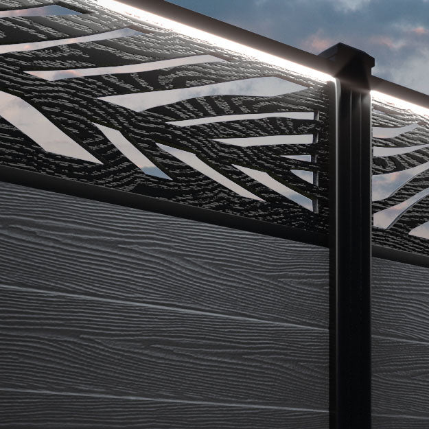 Classic Palm Fence Panel - Anthracite - with our aluminium posts
