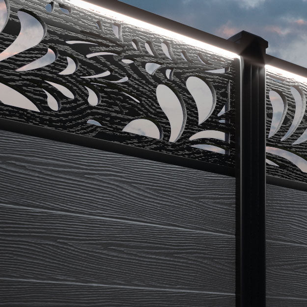 Classic Petal Fence Panel - Anthracite - with our aluminium posts