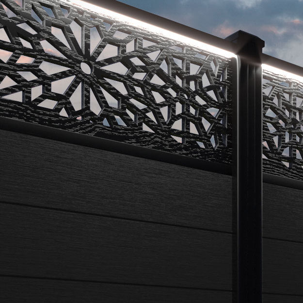 Fusion Alnara Fence Panel - Black - with our composite posts