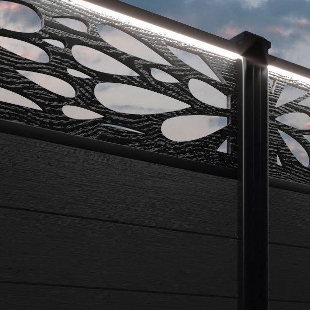Fusion Blossom Fence Panel - Black - with our composite posts
