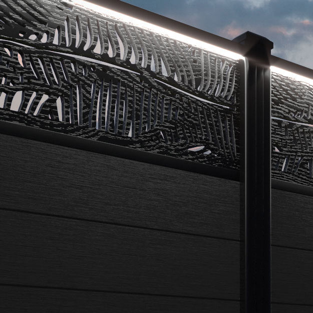 Fusion Feather Fence Panel - Black - with our composite posts