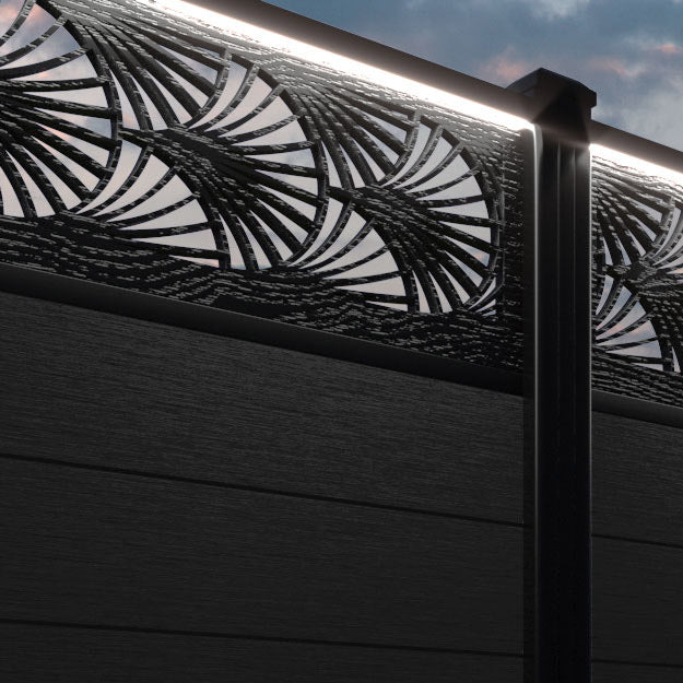 Fusion Laurel Fence Panel - Black - with our aluminium posts