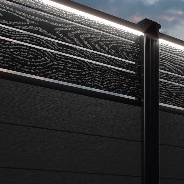 Fusion Linea Fence Panel - Black - with our aluminium posts