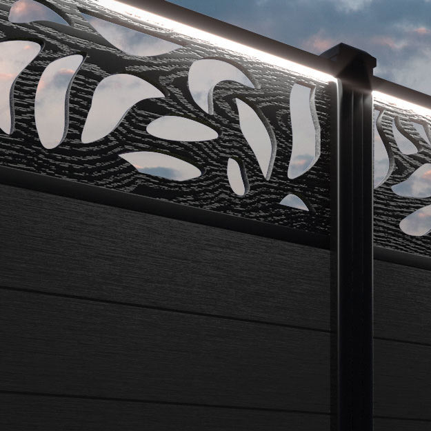 Fusion Plume Fence Panel - Black - with our aluminium posts