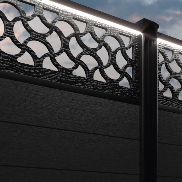 Fusion Vida Fence Panel - Black - with our aluminium posts
