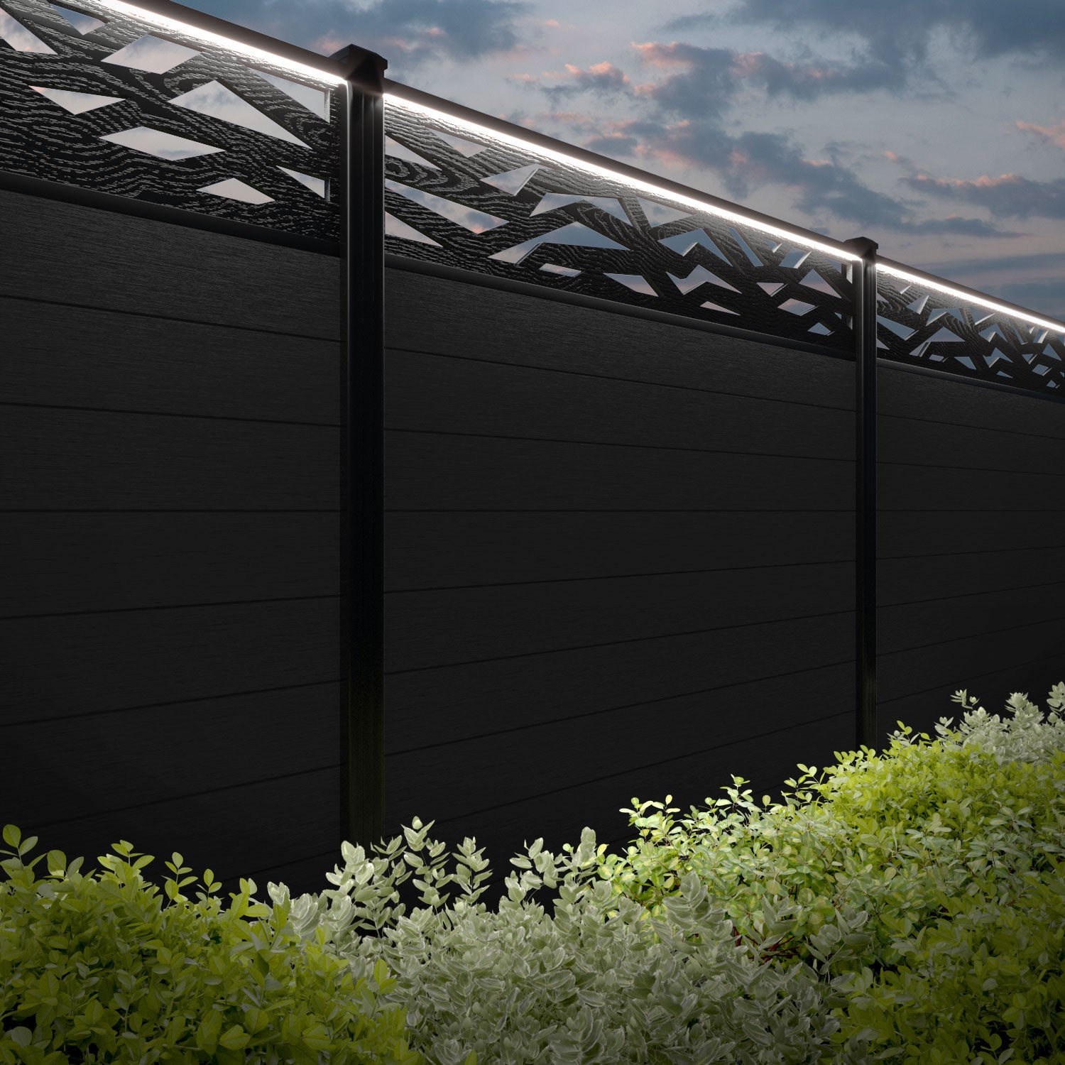 Fusion Zenith Fence Panel - Black - with our composite posts