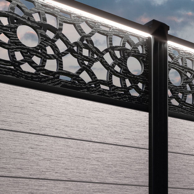 Fusion Ambar Fence Panel - Mid Stone - with our composite posts