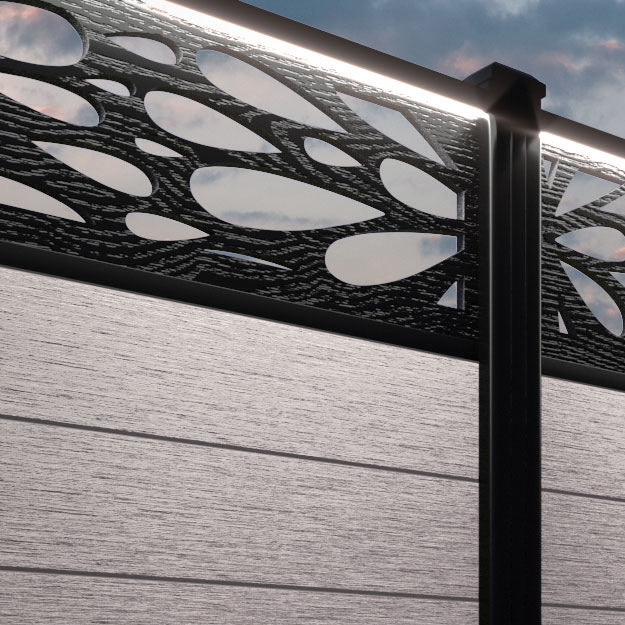 Fusion Blossom Fence Panel - Mid Stone - with our aluminium posts