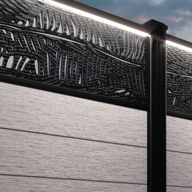 Fusion Feather Fence Panel - Mid Stone - with our composite posts