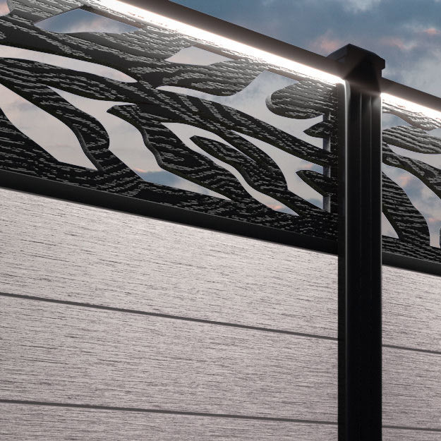 Fusion Malawi Fence Panel - Mid Stone - with our aluminium posts