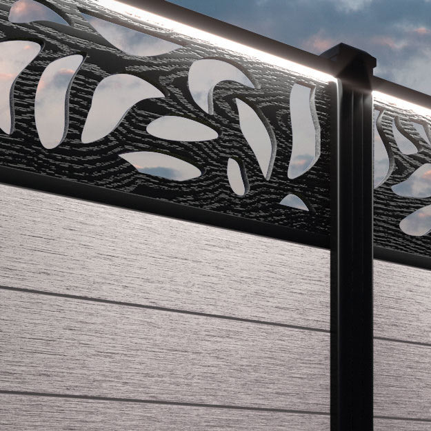 Fusion Plume Fence Panel - Mid Stone - with our aluminium posts