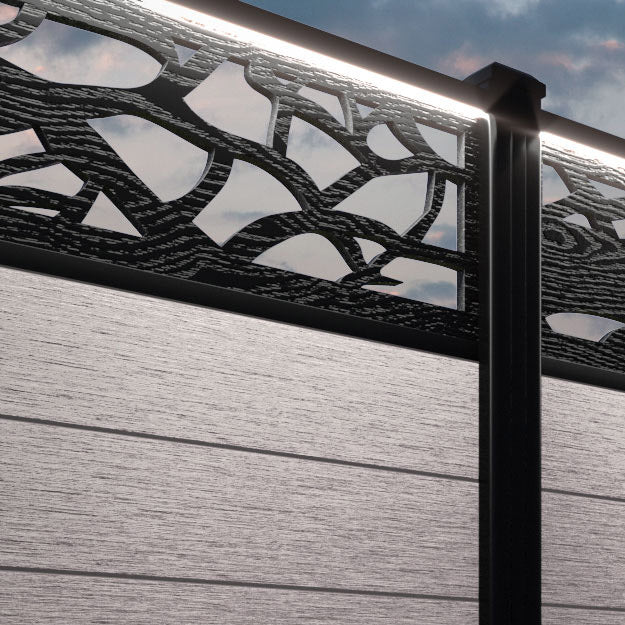 Fusion Twilight Fence Panel - Mid Stone - with our aluminium posts