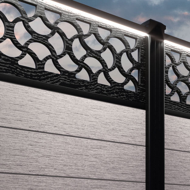 Fusion Vida Fence Panel - Mid Stone - with our aluminium posts