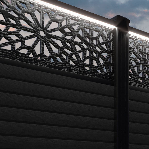 Hudson Alnara Fence Panel - Black - with our aluminium posts