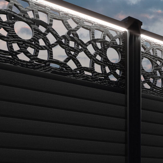 Hudson Ambar Fence Panel - Black - with our aluminium posts